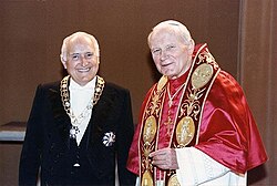 Church and state: President Scalfaro with Pope John Paul II in November 1992
