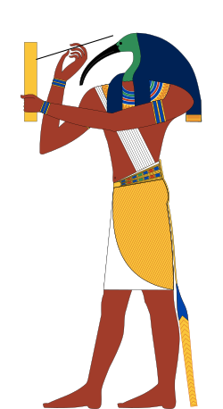 Thoth depicted with a book and stylus