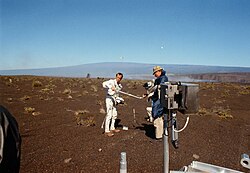 Shepard (left) and Mitchell during geological training