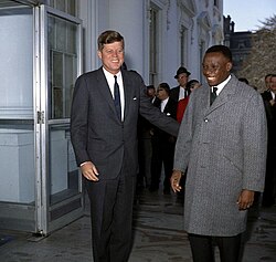 President Kennedy with Congolese Prime Minister Cyrille Adoula in 1962