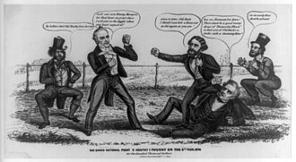 Political cartoon about the election (James Buchanan on the left) by John L. Magee