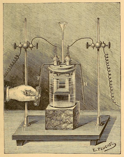 1887 drawing of Moissan's apparatus