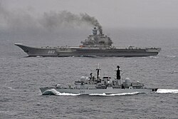 Liverpool escorting the Russian aircraft carrier Admiral Kuznetsov in 2012