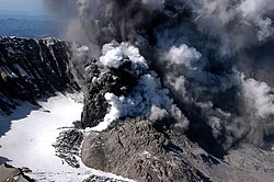 Plume of volcanic ash and steam in the October 2004 eruption