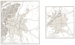 Map of the city including the area of today's East District, Chiayi (1950s)