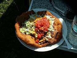 Frybread, made into an Indian taco