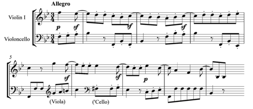 Beethoven Scherzo from Op. 18, No. 6, violin and cello only