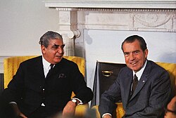 Nixon with Pakistani president Yahya Khan at the White House, October 1970