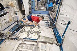 ISS crew member stores samples.