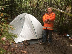 Auckland Domain resident Ian and his tent