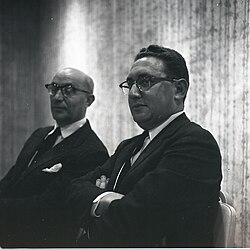 Kissinger (right) during a 1961 visit to Israel