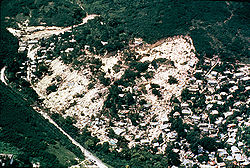 The Mameyes Landslide, in the Mameyes neighborhood of barrio Portugués Urbano in Ponce, Puerto Rico, was caused by extensive accumulation of rains and, according to some sources, lightning. It buried more than 100 homes.