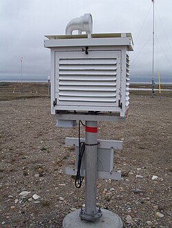 Exterior of a Stevenson screen used for temperature measurements on land stations.