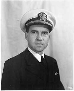 Nixon as a lieutenant commander in the United States Navy, c. 1945