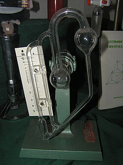 A McLeod gauge, drained of mercury