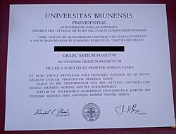 Ad eundem gradum Master of Arts degree awarded by Brown University in 2014