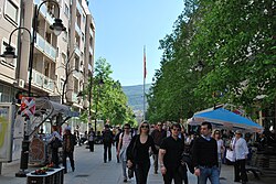 People on Macedonia street, the main pedestrian axis of the city