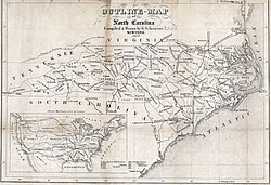 Map of the roads and railroads of North Carolina, 1854