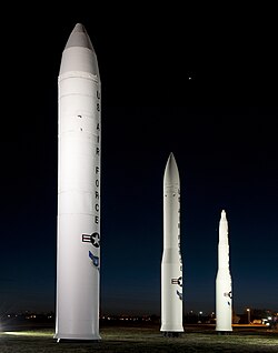 From left are the Peacekeeper, the Minuteman III and the Minuteman I
