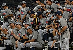 Arizona players celebrating the program's fourth College World Series title in 2012