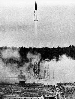 The German V-2 rocket, co-designed by Wernher von Braun, became the first man-made object to reach space.