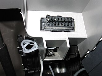 Female OBD-II connector on a car