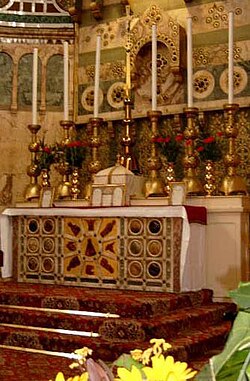 An altar set for the Traditional Latin Mass