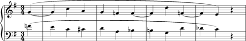 Beethoven Piano Sonata Op. 90, first movement bars 110–113