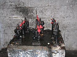A typical navagraha shrine found inside a Hindu temple