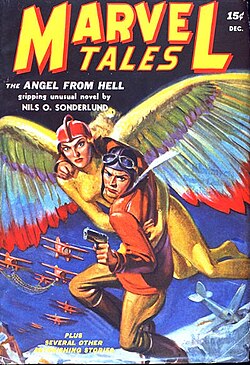 As "Nils O. Sonderlund", Williamson wrote "The Angel from Hell", the cover story in the December 1939 Marvel Tales