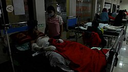 Burn victims being treated at the Pasirian Hospital in Lumajang.