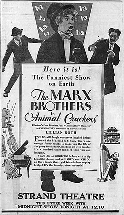 Newspaper ad for Animal Crackers (1930) with Lillian Roth paragraph