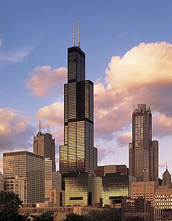 Willis Tower, completed in 1973, introduced the bundled tube structural system and was the world's tallest building until 1998