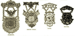 In 1897, the Demorest Medal Contests system merged with that of the WCTU, which designed its own series of medals (pictured). Adelia E. Carman served as the medal department Supervisor for 30 years.