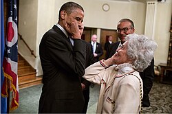 Glenn meeting President Barack Obama in 2012