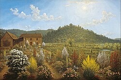 John Glover, A View of the Artist's House and Garden, 1835