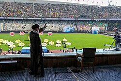 Ali Khamenei at the Great Conference of Basij members at Azadi Stadium, October 2018