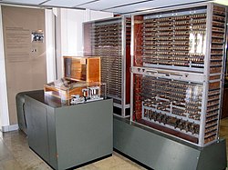 Zuse Z3 replica on display at Deutsches Museum in Munich. The Zuse Z3 is the first programmable computer.