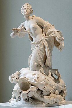 The suicide of Queen Dido (book 4), sculpture by Claude-Augustin Cayot [fr] (1667–1722)