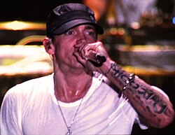Eminem performing at Lollapalooza 2011
