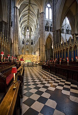 Interior of Westminster Abbey where John performed "Candle in the Wind 1997" live for the only time at Princess Diana's funeral