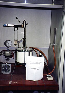 Test apparatus for determining combustibility at Technische Universität Braunschweig