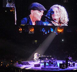 King and James Taylor performing during their 2010 Troubadour Reunion Tour
