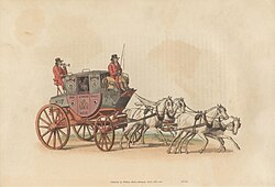 Mail coach decorated in the black and maroon Post Office livery, 1804