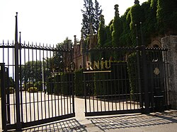 The entrance gate to the domains of the Codorníu Winery, Spain