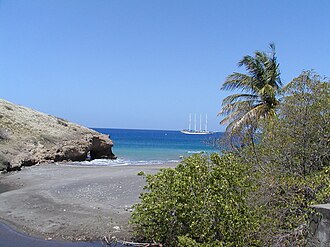 Coastline at Little Bay, the site of the new capital of Montserrat replacing Plymouth. The project is funded by[77] the UK's Foreign, Commonwealth and Development Office (previously the Department for International Development).