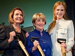 Kidman (right) attending the 'International Center to End Violence' with Nancy Pelosi (left) and Esta Soler (center) in 2010