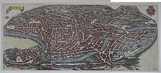 Map of Rome from Topographia Italiae, published by Matthaeus Merian's heirs in 1688