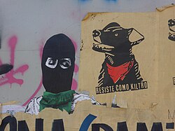Poster of the Negro Matapacos dog symbol of social protests in Chile.