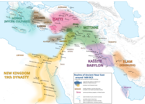 Map of the Ancient Near East around 1400 BC